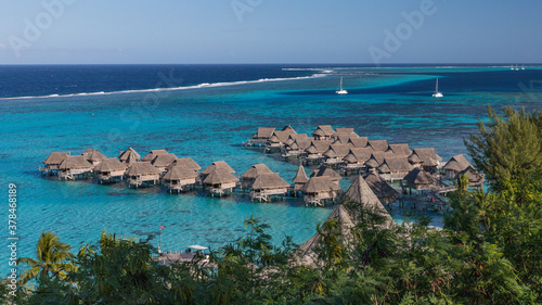 Overwater Bungalows of Moorea, French Polynesia.