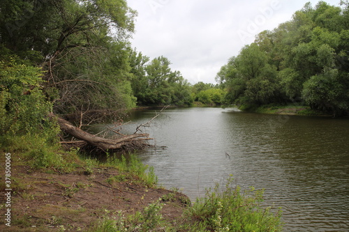 Confluence of Ipel river with Danube river near Chlaba, south Slovakia