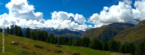 Matterhorn mountain extra big portrait photography in high resolution with dramatic clouds in Switzerland Zermatt