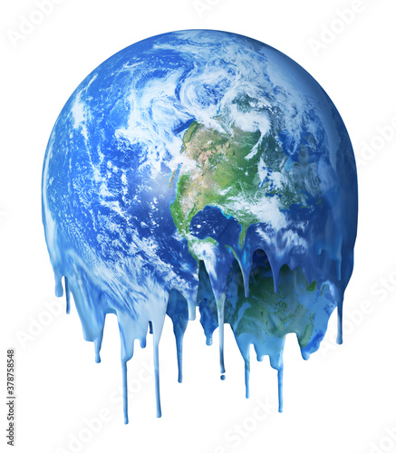 Melting dripping planet Earth climate warming concept