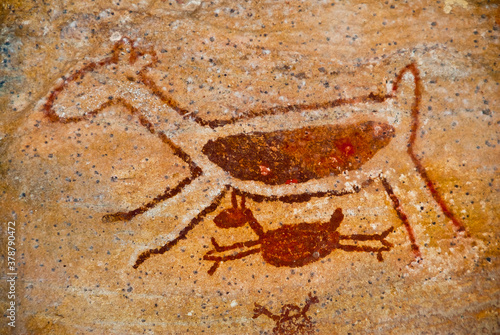 Iluminação Noturna de pintura rupestre simbolo do Parque no Boqueirão da Pedra Furada - Parque Nacional da Serra da Capivara