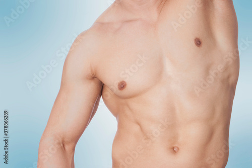 Close-up of a bare chested man