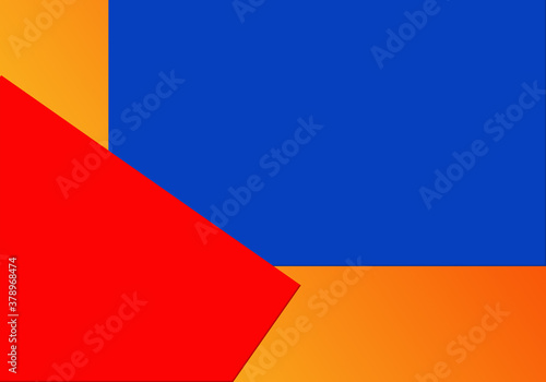 Abstract bright red and blue color texture on orange gradient background. Artwork for graphic texture design. Red and blue geometric composition with copy space.