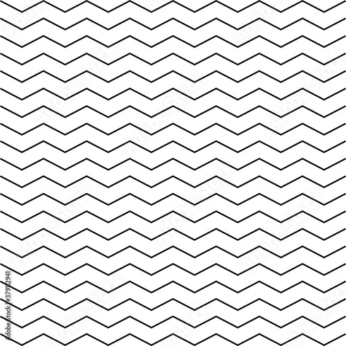 Seamless zigzag line pattern. Black horizontal zig zag vintage lines. Horizontally seamless. Vector illustration.