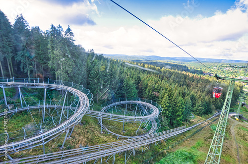 View over the city from Bocksberg in the Harz Mountains of Lower Saxony in Hahnenklee