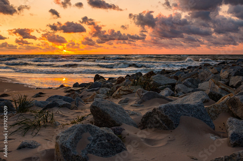 Morze bałtyckie Zachód słońca Plaża 