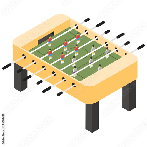  A table football or soccer game, isometric design of foosball icon 