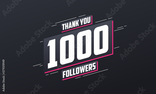 Thank you 1000 followers, Greeting card template for social networks.