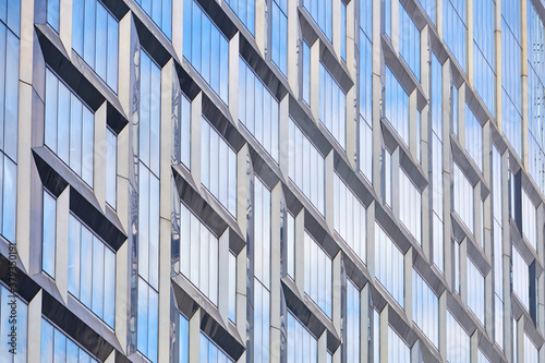 Glass facades of office buildings for background