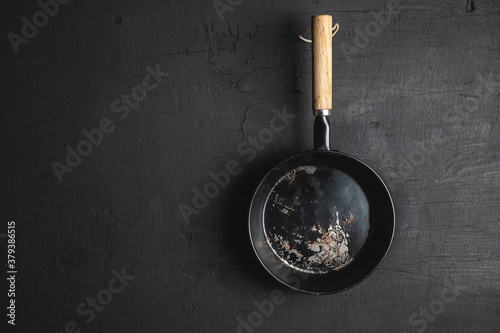 A pan for cooking on a black background