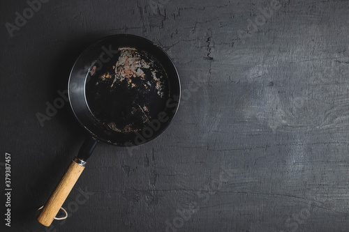 A pan for cooking on a black background