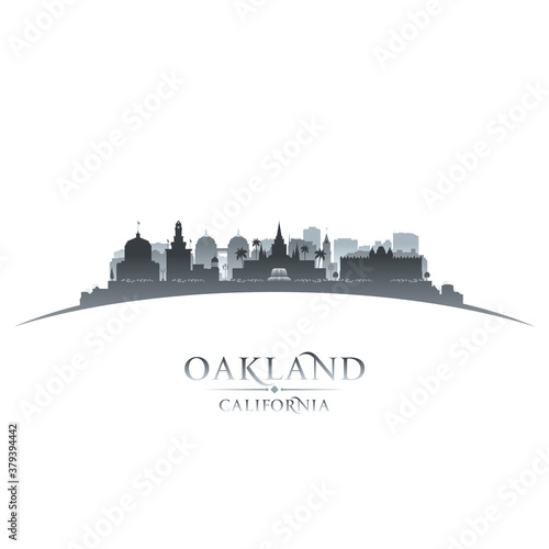 Oakland California city silhouette white background