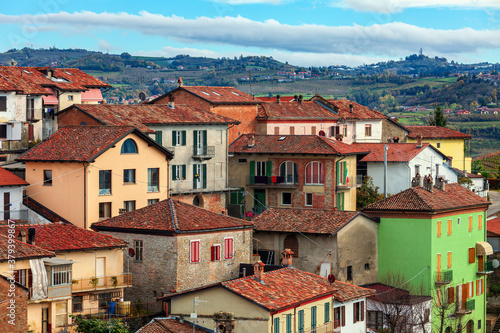 Typical italian houses in small town of Diano d'Alba.