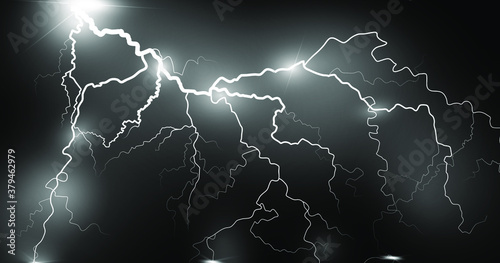 Lightning flash light thunder sparks on a transparent background.Fire and ice fractal lightning, plasma power backgroundvector illustration. Lightning PNG. 