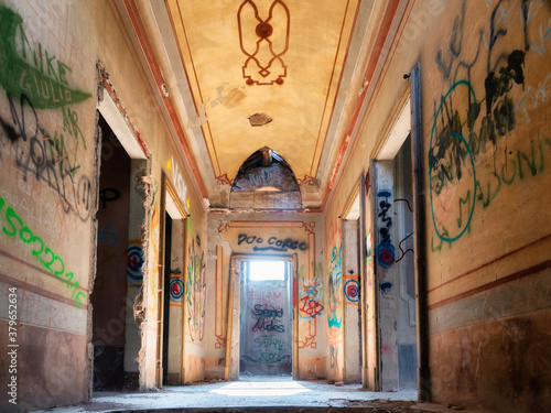 corridor of a creepy abandoned house