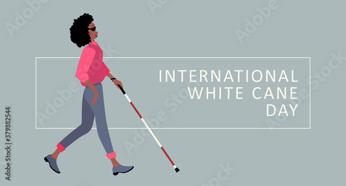 White Cane Safety Day vector illustration. White cane international day concept, help take care of the blind by paving the way, helping the blind to visually indicate the guiding indicators