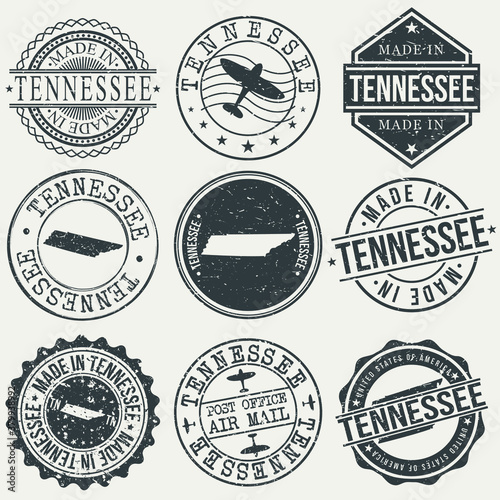 Tennessee Set of Stamps. Travel Stamp. Made In Product. Design Seals Old Style Insignia.