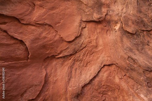 Closeup of rich colors, layers and textures of red rock in Utah 