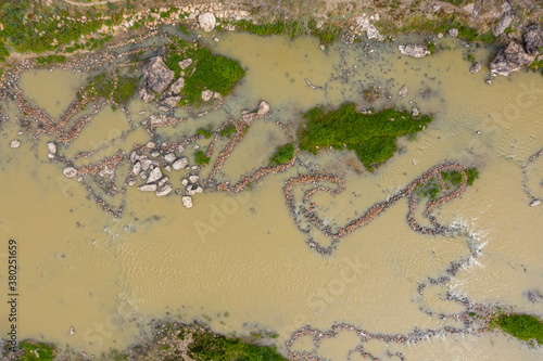  Brewarrina historical aboriginal fish traps on the Barwon river in the far north west of New South Wales, Australia.