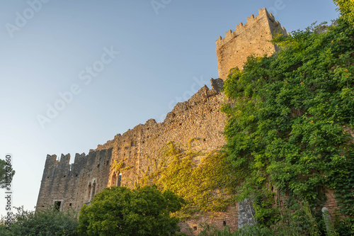 Ruins of old castle in Cisterna di Latina at sunset in Italy