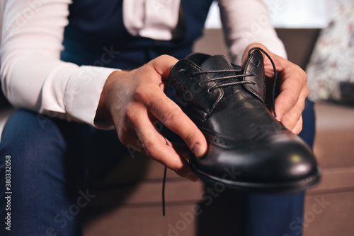 Shoes of a young successful businessman guy