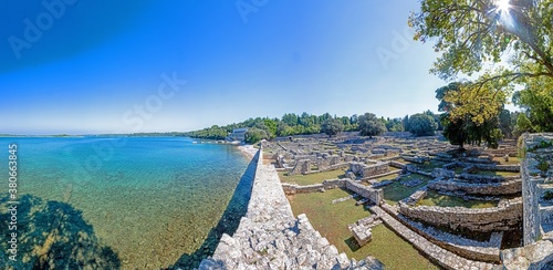 Panoramic picture over the historic area of Byzantine Castrum on the Croatian island Brijuni in summer