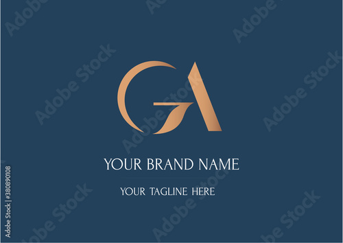 GA classical monogram. Logotype with initials for business 