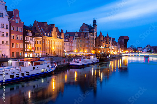 Historic Old Town in Gdansk during evening in Poland