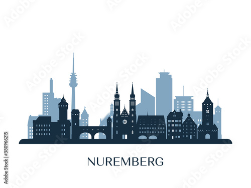 Nuremberg skyline, monochrome silhouette. Vector illustration.