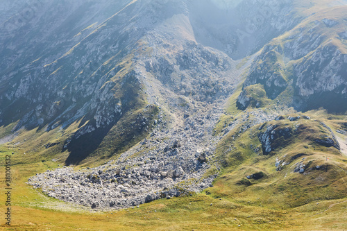 stone scree - the consequences of a landslide in the mountains