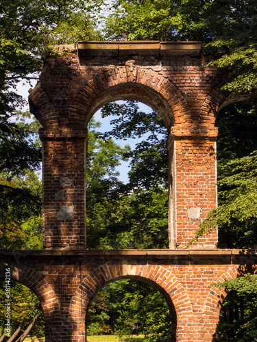 Ruins in the romantic park Arkadia, central Poland