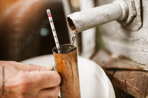 Close up of traditional homemade distillery for making brandy