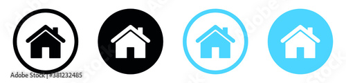 Web home icon for apps and websites, House icon, Home sign in circle or Main page icon 