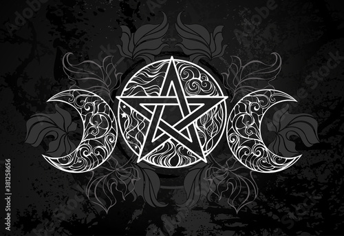 White pentagram with leaves