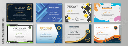 Appreciation & Achievement Certificate Template Design in Eight Options.