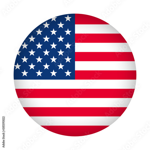 円形のアメリカンフラッグ（星条旗）影付き