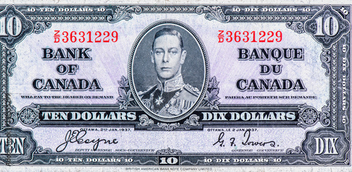 King George VI, Canada10 Dobras 1937 Banknotes