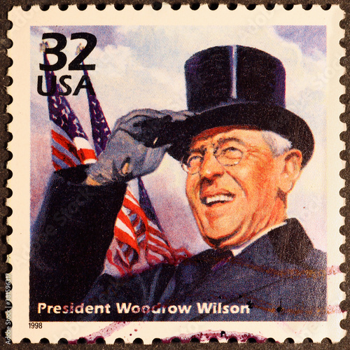 President Woodrow Wilson on US postage stamp