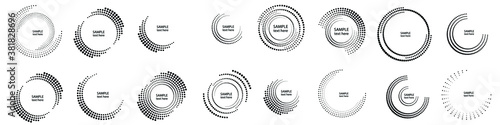 Halftone dots in circle form. round logo . vector dotted frame . Half tones design element