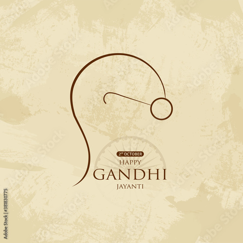 Mahatma Gandhi Jayanti Wishes on Old Paper Background for 2nd October with Mahatma Gandhi Lineart Vector.