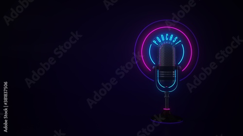 Microphone Neon Sign Podcast