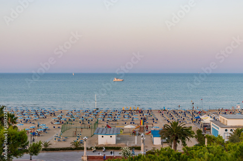 view of the promenade at sunset in summer, Giulianova, Teramo, Italy