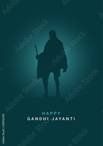 Happy Gandhi Jayanti 2nd October Minimal Poster - Vector