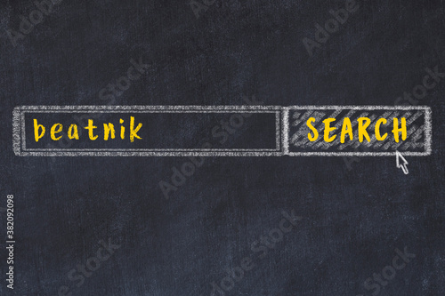 Chalk sketch of browser window with search form and inscription beatnik