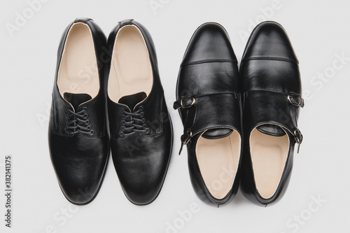 Male shoes. Men's fashion leather shoes Monk and Derby