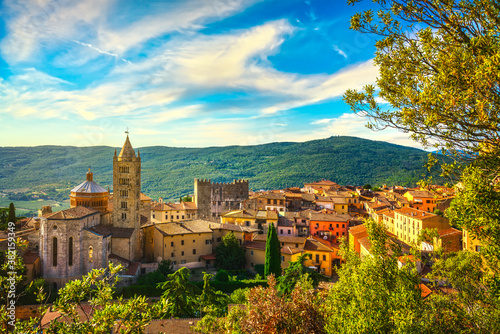 Massa Marittima and San Cerbone Duomo cathedral, Tuscany, Italy.