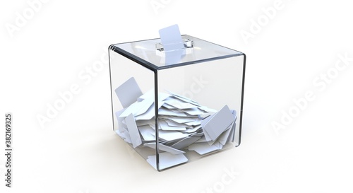 full ballot box on white background