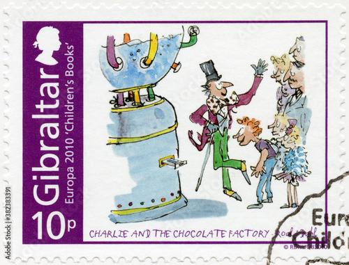 GIBRALTAR - 2010: shows Charlie and the Chocolate Factory, Roald Dahl, series Europa Childrens books, 2010