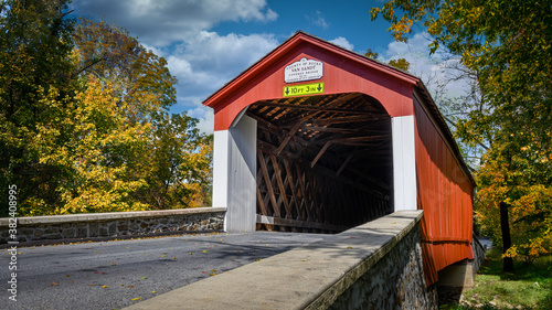 Old wooden covered bridge near New Hope, Pennsylvania