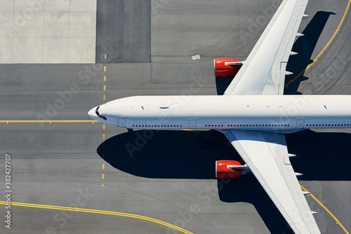 Aerial view of airplane at airport